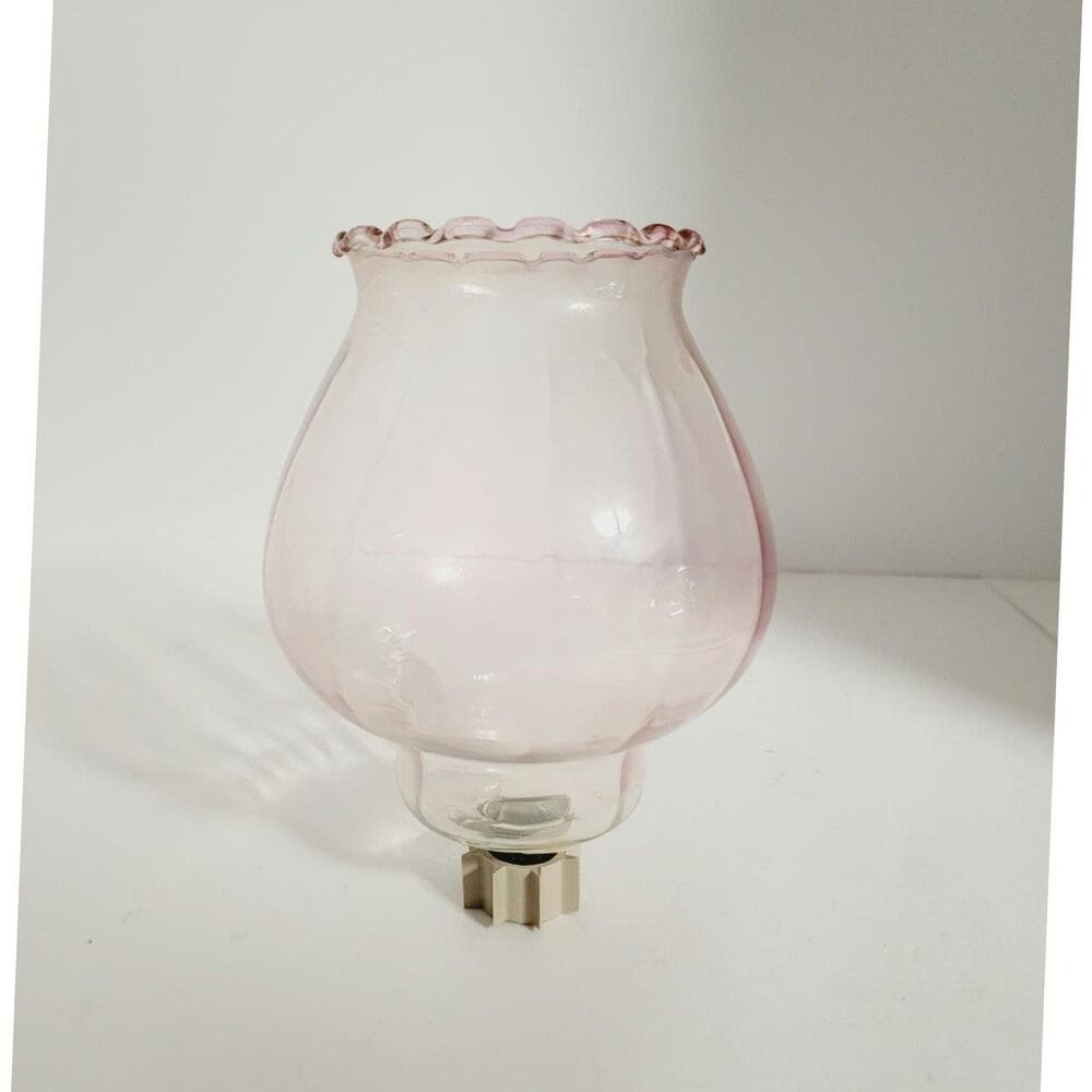 Home Interiors Pale Pink Frosted Glass Votive 11920-BL Ruffled Edge Tulip Globe